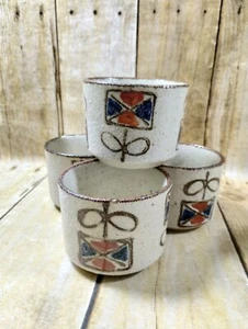 Juego de 4 tazas de té sake saki de gres de colección flores pintadas a mano de Japón - Imagen 1 de 6