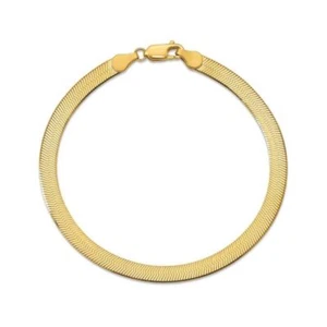 Italian Made 925 Sterling Silver 5MM Gold Herringbone Chain Bracelet - 7" and 8" - Picture 1 of 8