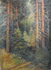 1953 Forest landscape oil painting signed