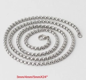 24 Zoll HERREN Frauen Edelstahl 2 mm/3 mm Quadratische Rollenbox Kette Halskette - Bild 1 von 5