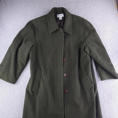 Abrigo largo de lana verde oliva oscuro Preston York para mujer 20W Foto 1 de 4