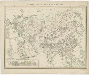 Mapa antiguo de las cordilleras de Asia y Europa por Berghaus (1849) - Imagen 1 de 1
