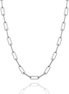 925 Sterling Silver Paperclip Lobster Clasp Chain 3mm Necklace Women & Men 18 In - Picture 1 of 6