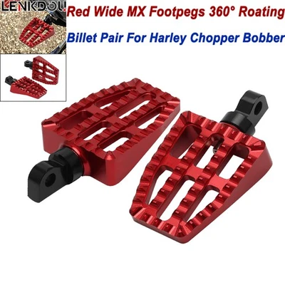 Reposapiés de aleación estilo MX pedal para Harley Sportster Softail Dyna Bobber rojo Foto 1 de 4