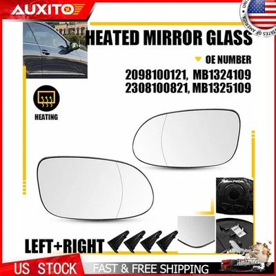 Espejo retrovisor térmico de vidrio para Mercedes Benz CLK350 2006-2009 conductor y pasajero 1/2X Foto 1 de 4