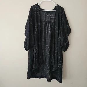 Eileen Fisher Women's Large / XL Cardigan Open Duster Kimono Black White Silk - Picture 1 of 6