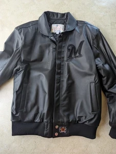Milwaukee Brewers JH Design MLB Genuine Merchandise Black Leather Jacket XL - Picture 1 of 13