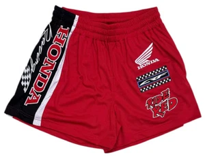 Honda Racing Team Men's Sport Mesh Embroidered Red Shorts by Urban Outfitters - Picture 1 of 10