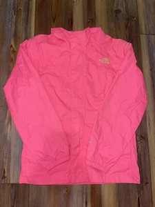 Girls North Face Hyvent  Rain Jacket Size L 14/16 Neon Pink and Yellow - Picture 1 of 3