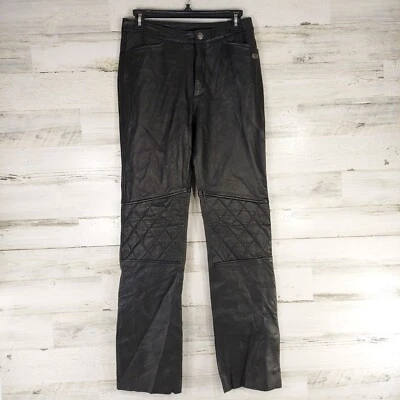 VINTAGE HARLEY DAVIDSON BLACK LEATHER PANTS WOMEN'S SIZE 34 / 6 INSEAM 31 in VGC - Image 1 of 4