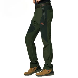 Fleece Waterproof Hiking Pants Men Autumn Winter Women Softshell FleeceTrousers - Picture 1 of 17