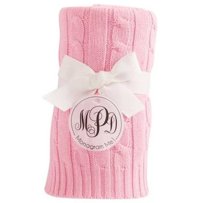 Mud Pie Pink Cable Knit Blanket  28" X 34" - Image 1 of 2