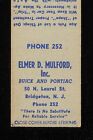 1930s? Elmer D. Mulford Buick and Pontiac Phone 252 50 N. Laurel St Bridgeton NJ