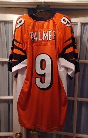 Mens VTG Y2K Reebok Cincinnati Bengals #9 Carson Palmer SEWN NFL Jersey Size 52 Cover