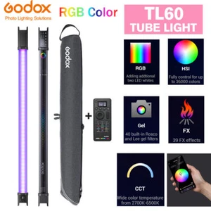 2Pcs Godox TL60 RGB HSI Pavotube Handheld LED Video Light Tube+ RC-R9 Remote APP - Picture 1 of 12
