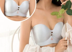 Women Bras semi cup Seamless Strapless Wireless Bridal Plus Size Underwear 37221 - Picture 1 of 23