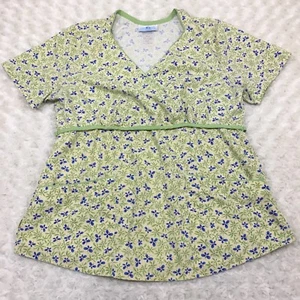 SB Womens Scrub Top Size S Nurse CNA Butterflies Cinch Waist Short Sleeve lq4305 - Picture 1 of 5