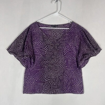 Blusa Banana Republic 100% Seda Feminina Pequena Roxa Leve Geométrica P/S - Imagem 1 de 4