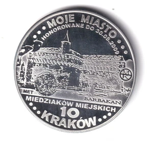 POLONIA 10 Miedziakow laton plateado 2009 CRACOVIA - KRAKÓW - Barbacana - Imagen 1 de 2