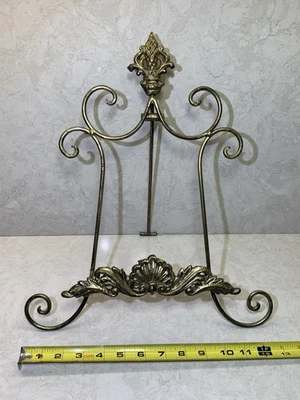 "Caballete plegable ornamentado tono latón dorado de colección soporte de exhibición de mesa 13""" Foto 1 de 4