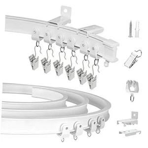 Ceiling Curtain Track, Curved Flexible Bendable Curtain Rail System 20Ft White - Picture 1 of 7