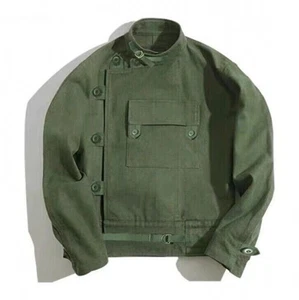 Military Vest Jacket Coat Workwear Men's Vintage Swedish Motocycle Jacket Cotton - Picture 1 of 14