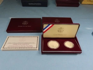 1998 KENNEDY COLLECTOR'S SET ROBERT SILVER DOLLAR + MATTE JOHN KENNEDY 50 CENT - Picture 1 of 8