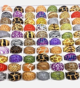 Animal Print Resin Rings x50 - Picture 1 of 2