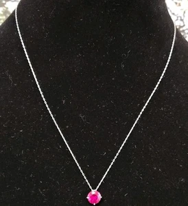 Red Ruby Corundum 7.9mm Pendant AAA CZ w/ 18" Rolo Necklace 925 Sterling Silver - Picture 1 of 3