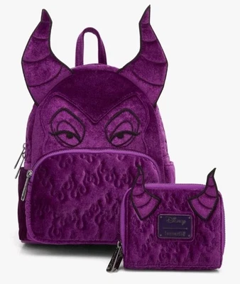 Loungefly Disney Sleeping Beauty Purple Velvet Maleficent Figural Mini Backpack - Image 1 of 4