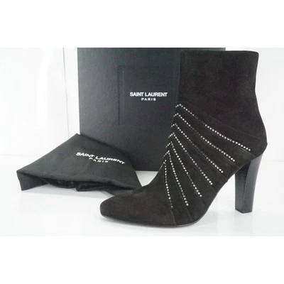 Saint Laurent Paris Lily черная замша кристалл ботильоны размер 36,5 YSL - Изображение 1 из 4
