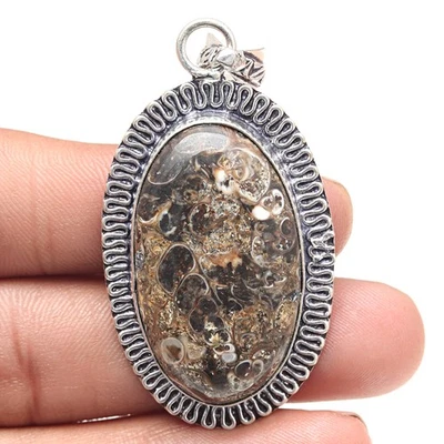 Colgante Turtella Jaspe Piedras Preciosas Regalo San Valentín Joyería Plata 2.5" Foto 1 de 4