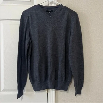 Suéter Tahari Italiano de Lana Merino Para Hombres Grande Gris Cuello en V Pullover Hecho en Italia Foto 1 de 4
