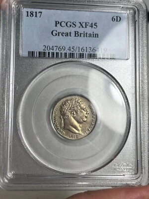 1817 Great Britain 6 Pence - PCGS XF45 - Strong example - Image 1 of 2