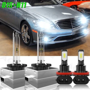 For 2007-2009 Mercedes Benz W221 S550 S-Class Xenon HID LED Headlights D1S+H11 - Picture 1 of 18