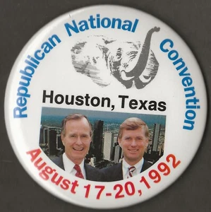1992 George Bush & Dan Quayle - 4"/ "RNC - Houston" Presidential Campaign Button - Picture 1 of 2