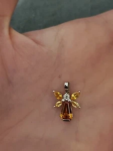 2,25 KT NATÜRLICHER GELBER SAPHIRENGEL MODE DESIGNER Anhänger 14K WEISSGOLD - Bild 1 von 1