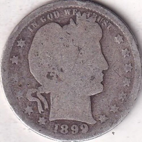 1899 SILVER Barber Quarter #229 - AG - BEAUTIFUL COLOR - BEAUTIFUL COIN Cover