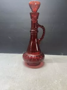 MCM Glas Genie Flasche Schnaps Dekanter Rubinrot Jim Beam Vintage - Bild 1 von 3
