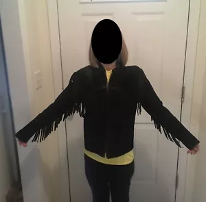 Vintage ‘80s Black Suede Fringe Jacket - Picture 1 of 12