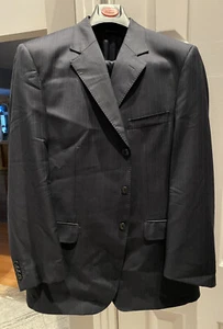 Luciano Barbera Chalk-Stripe Black Men’s Jacket Pants SUIT 54 XL Classic - Picture 1 of 11