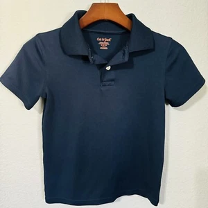 Cat & Jack Navy Blue Boys School Uniform Collared Short Sleeves T-Shirt Sz 8/10 - Picture 1 of 4
