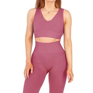 Cali Sport Dusty Rose Pink Workout Gym Set Sports Bra Leggings Size M - Picture 1 of 5