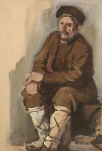 Antique impressionist gouache man portrait - Picture 1 of 22
