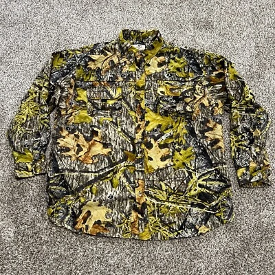 Camisa masculina Mossy Oak outono folhagem camuflagem treklite botão para baixo XL ventilada náilon caça - Imagem 1 de 4
