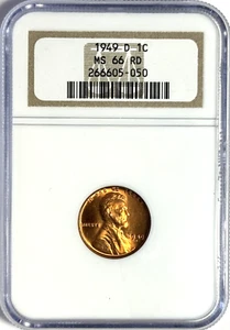 1949-D Lincoln Wheat Cent NGC MS66 RD BRILLIANT UNCIRCULATED! - Picture 1 of 4