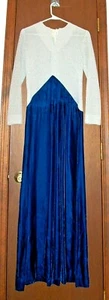Wunderschönes Vintage maßgeschneidertes langes Kleid silber lahm und blau Samt - XS-XXS - Bild 1 von 5