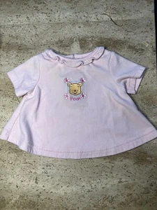 Newborn Winnie the pooh embroidered light pink t shirt ruffled w/ buttons disney - Picture 1 of 8