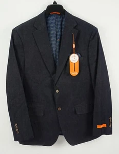 New $199 Tallia Metallic Denim Men's Large 42R Blue Stretch Notch Sport Coat - Picture 1 of 13