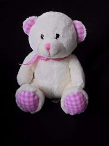 Oso de peluche (crema) juguetes de quilla rosa a cuadros peluche animal de peluche - Imagen 1 de 3
